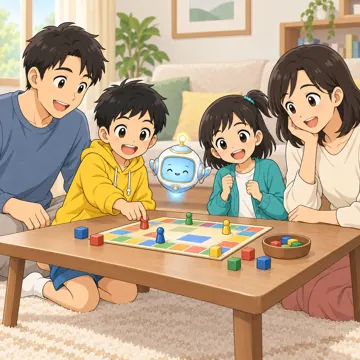 家庭の場面 家庭の場面 家のくらし:家族でボードゲーム