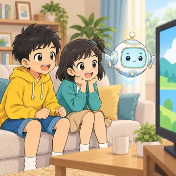 家庭の場面 家庭の場面 きょうだい:きょうだいでテレビを見る