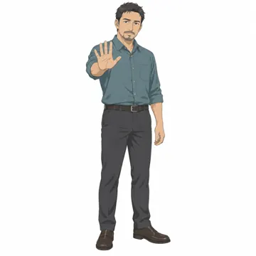 いろいろな子ども・大人・大人の基本ポーズ・表情 大人の基本ポーズ・表情 注意する(手のひらを前に)
