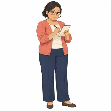 いろいろな子ども・大人・大人の基本ポーズ・表情 大人の基本ポーズ・表情 メモをとる