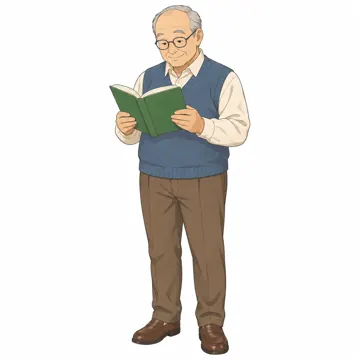 いろいろな子ども・大人・大人の基本ポーズ・表情 大人の基本ポーズ・表情 本を読む