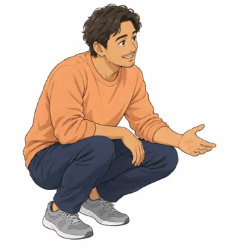 いろいろな子ども・大人・大人の基本ポーズ・表情 大人の基本ポーズ・表情 子どもに目線を合わせてしゃがむ