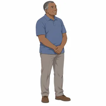 いろいろな子ども・大人・大人の基本ポーズ・表情 大人の基本ポーズ・表情 補聴器をつけて話を聞く大人