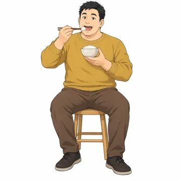 いろいろな子ども・大人・大人の基本ポーズ・表情 大人の基本ポーズ・表情 ごはんを食べる