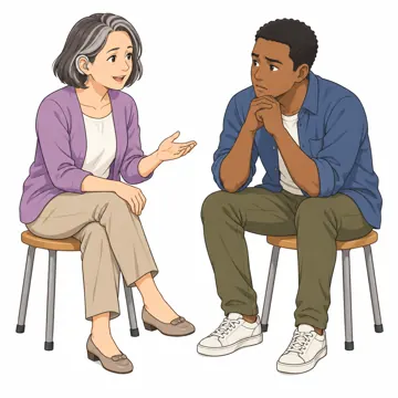 いろいろな子ども・大人・大人の基本ポーズ・表情 大人の基本ポーズ・表情 相談にのる(2人)
