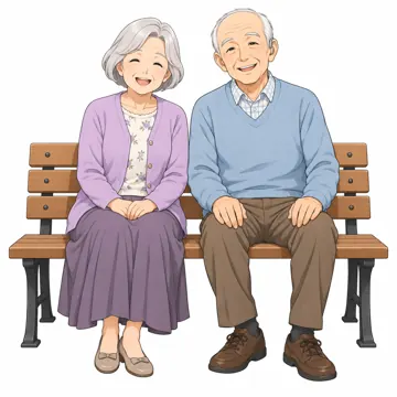 いろいろな子ども・大人・大人の基本ポーズ・表情 大人の基本ポーズ・表情 祖父母が並んで座る(2人)