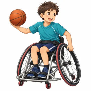 いろいろな子ども・大人・子ども(からだ・コミュニケーション・ルーツ・年齢・家族) いろいろな子ども 車いすバスケットボールをする子