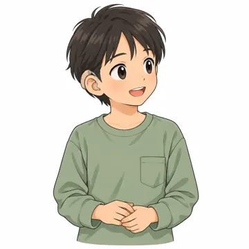 いろいろな子ども・大人・子ども(からだ・コミュニケーション・ルーツ・年齢・家族) いろいろな子ども 補聴器(耳の後ろ)をつけて話を聞く子