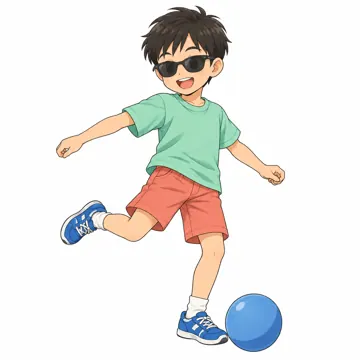 いろいろな子ども・大人・子ども(からだ・コミュニケーション・ルーツ・年齢・家族) いろいろな子ども サングラスをかけて外で遊ぶ子