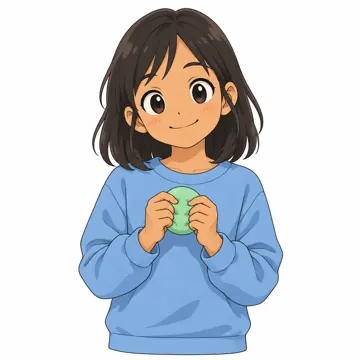 いろいろな子ども・大人・子ども(からだ・コミュニケーション・ルーツ・年齢・家族) いろいろな子ども 落ち着くためのやわらかいボールを持つ子