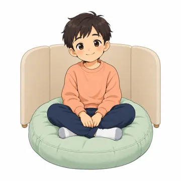 いろいろな子ども・大人・子ども(からだ・コミュニケーション・ルーツ・年齢・家族) いろいろな子ども 静かなスペースで休む子
