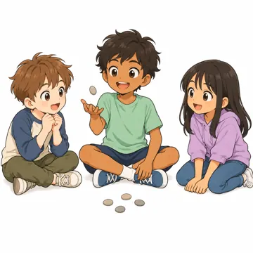 いろいろな子ども・大人・子ども(からだ・コミュニケーション・ルーツ・年齢・家族) いろいろな子ども ひとりの子が友だちに自分の国の遊びを教える場面