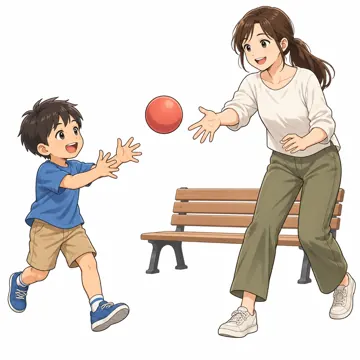 いろいろな子ども・大人・子ども(からだ・コミュニケーション・ルーツ・年齢・家族) いろいろな子ども ひとり親の母と公園で遊ぶ子