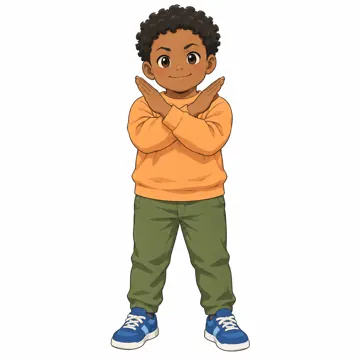 いろいろな子ども・大人・子どもの基本ポーズ・表情 子どもの基本ポーズ・表情 両手でバツを作る