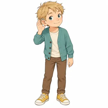 いろいろな子ども・大人・子どもの基本ポーズ・表情 子どもの基本ポーズ・表情 耳をすます
