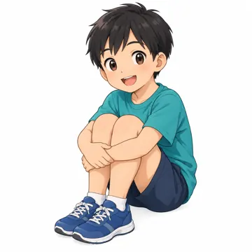 いろいろな子ども・大人・子どもの基本ポーズ・表情 子どもの基本ポーズ・表情 体育座りする
