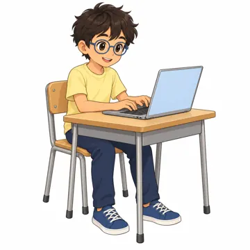いろいろな子ども・大人・子どもの基本ポーズ・表情 子どもの基本ポーズ・表情 パソコンを打つ