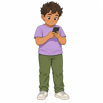 いろいろな子ども・大人・子どもの基本ポーズ・表情 子どもの基本ポーズ・表情 スマホを見る