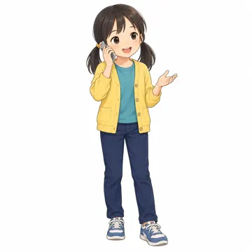 いろいろな子ども・大人・子どもの基本ポーズ・表情 子どもの基本ポーズ・表情 電話で話す