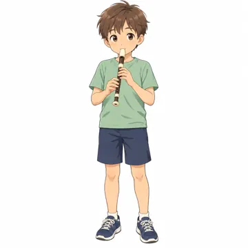 いろいろな子ども・大人・子どもの基本ポーズ・表情 子どもの基本ポーズ・表情 楽器を吹く