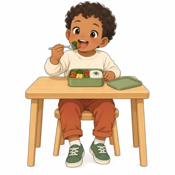 いろいろな子ども・大人・子どもの基本ポーズ・表情 子どもの基本ポーズ・表情 お弁当を食べる