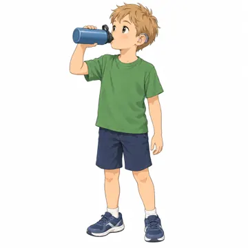 いろいろな子ども・大人・子どもの基本ポーズ・表情 子どもの基本ポーズ・表情 水筒で水を飲む