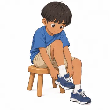 いろいろな子ども・大人・子どもの基本ポーズ・表情 子どもの基本ポーズ・表情 くつをはく
