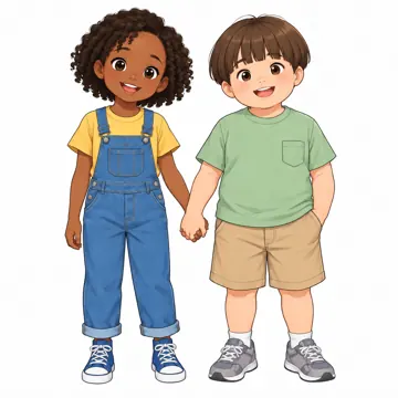 いろいろな子ども・大人・子どもの基本ポーズ・表情 子どもの基本ポーズ・表情 友だちと手をつなぐ(2人)