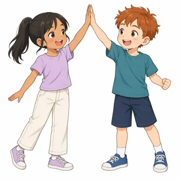 いろいろな子ども・大人・子どもの基本ポーズ・表情 子どもの基本ポーズ・表情 ハイタッチ(2人)