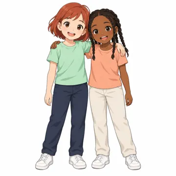 いろいろな子ども・大人・子どもの基本ポーズ・表情 子どもの基本ポーズ・表情 肩を組む(2人)