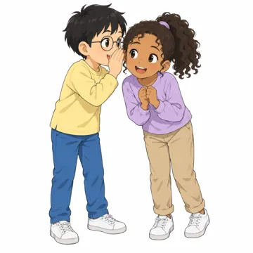 いろいろな子ども・大人・子どもの基本ポーズ・表情 子どもの基本ポーズ・表情 内緒話(2人)
