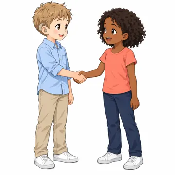 いろいろな子ども・大人・子どもの基本ポーズ・表情 子どもの基本ポーズ・表情 握手する(2人)