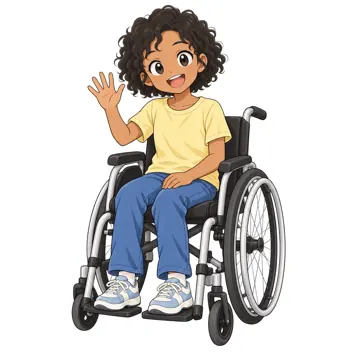 いろいろな子ども・大人・子どもの基本ポーズ・表情 子どもの基本ポーズ・表情 車いすで手をふる