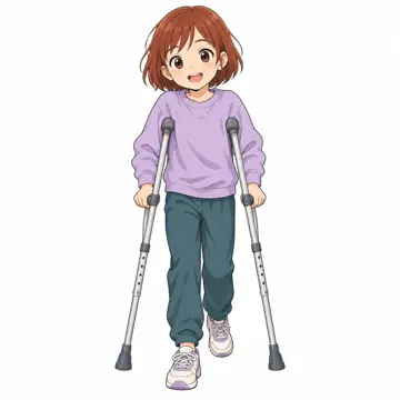 いろいろな子ども・大人・子どもの基本ポーズ・表情 子どもの基本ポーズ・表情 松葉づえで歩く