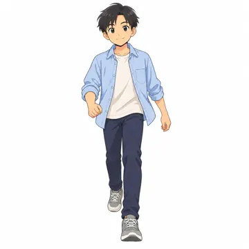 いろいろな子ども・大人・子どもの基本ポーズ・表情 子どもの基本ポーズ・表情 中学生が前を向いて歩く