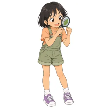 いろいろな子ども・大人・子どもの基本ポーズ・表情 子どもの基本ポーズ・表情 虫めがねで見る