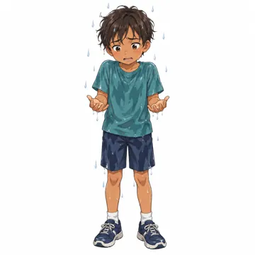いろいろな子ども・大人・子どもの基本ポーズ・表情 子どもの基本ポーズ・表情 雨にぬれて困る
