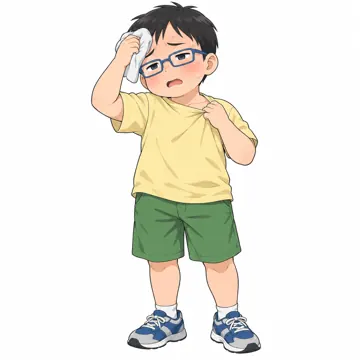 いろいろな子ども・大人・子どもの基本ポーズ・表情 子どもの基本ポーズ・表情 暑くて汗をかく