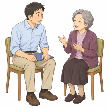 いろいろな子ども・大人・大人(支える人・保護者・しごと) いろいろな大人 民生委員が高齢者を訪問