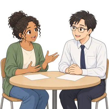 いろいろな子ども・大人・大人(支える人・保護者・しごと) いろいろな大人 外国ルーツの保護者と先生の面談
