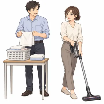 いろいろな子ども・大人・大人(支える人・保護者・しごと) いろいろな大人 共働きの夫婦が家事を分担