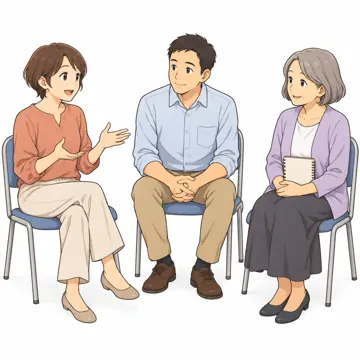 いろいろな子ども・大人・大人(支える人・保護者・しごと) いろいろな大人 保護者会に参加する保護者たち