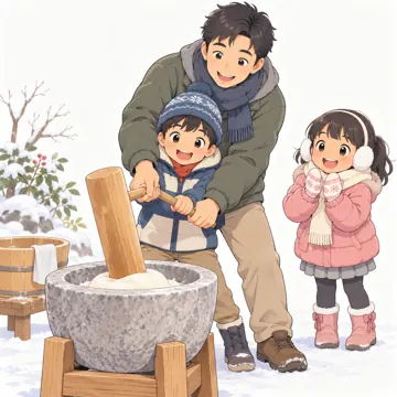 季節・行事の挿絵 季節・行事の挿絵 1月:もちつき