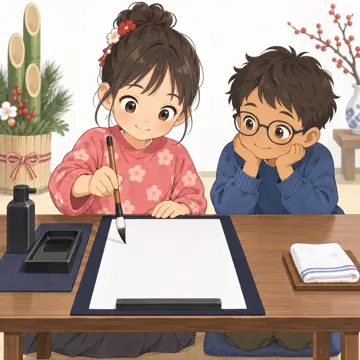 季節・行事の挿絵 季節・行事の挿絵 1月:書き初め