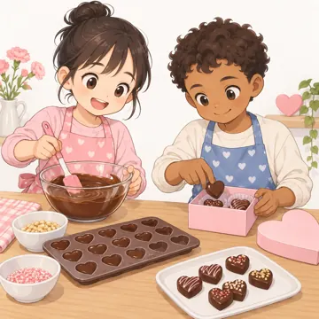 季節・行事の挿絵 季節・行事の挿絵 2月:バレンタインのお菓子作り