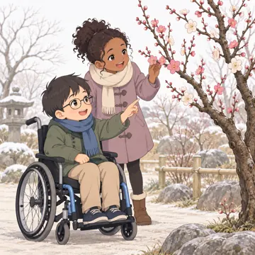 季節・行事の挿絵 季節・行事の挿絵 2月:梅を見る