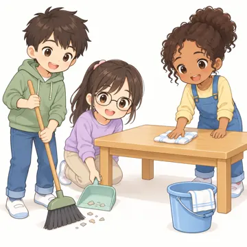季節・行事の挿絵 季節・行事の挿絵 3月:春の大掃除