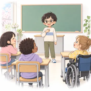 季節・行事の挿絵 季節・行事の挿絵 4月:新しいクラスで自己紹介