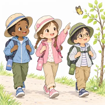 季節・行事の挿絵 季節・行事の挿絵 4月:春の遠足