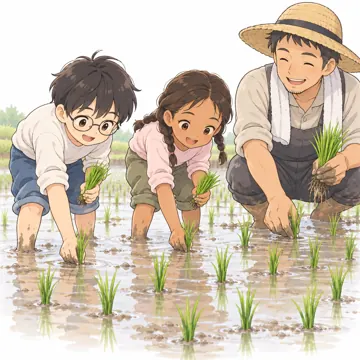 季節・行事の挿絵 季節・行事の挿絵 5月:田植え体験